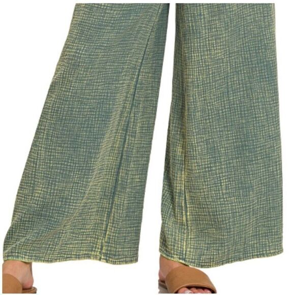 Zenana Green Double Gauze Cotton Wide Leg Overalls Jumpsuit Boho Medium, NWT - Picture 5 of 7